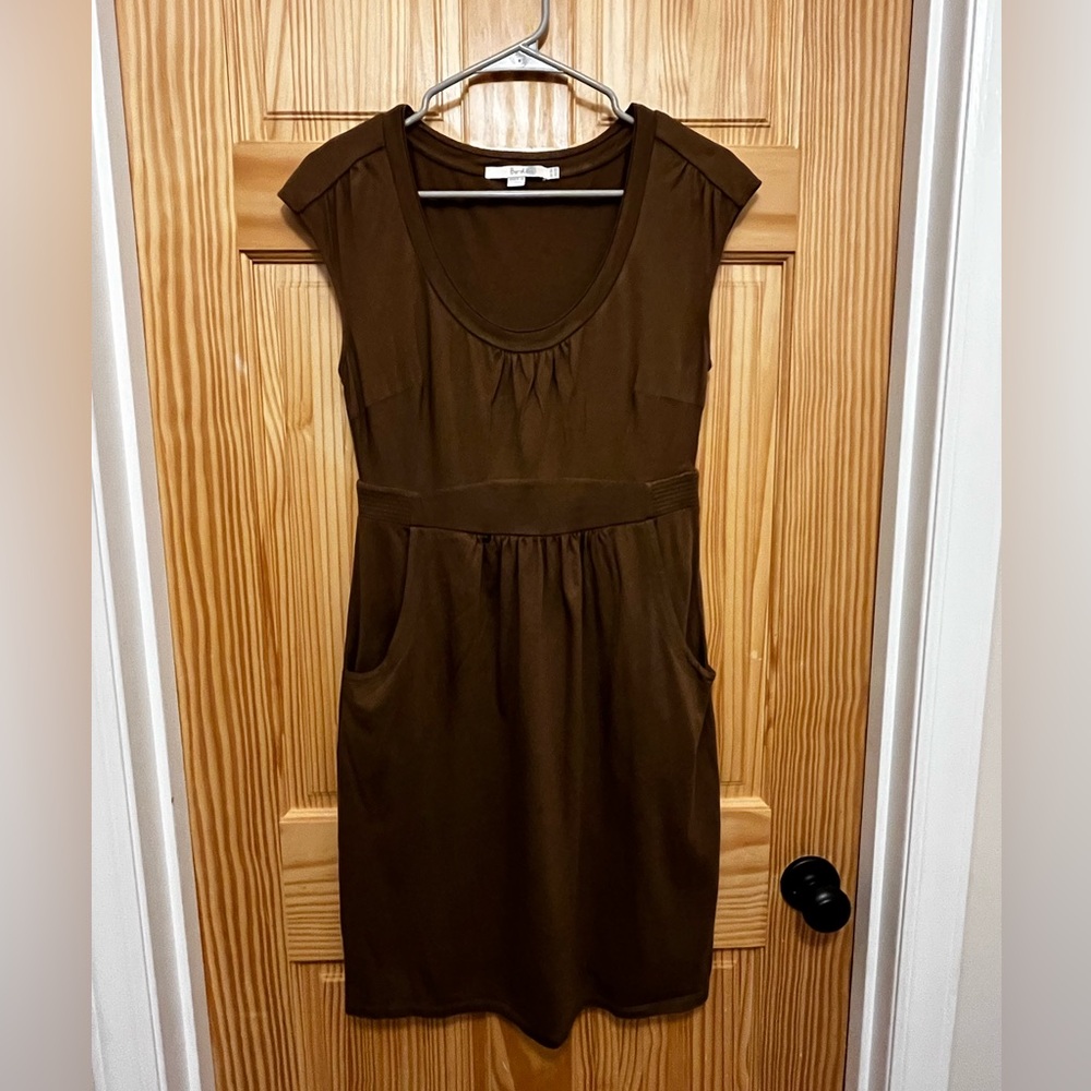 Boden Brown Jersey-Knit Sleeveless Dress w/Pockets, Wmn's US Size 6R (UK 10R)